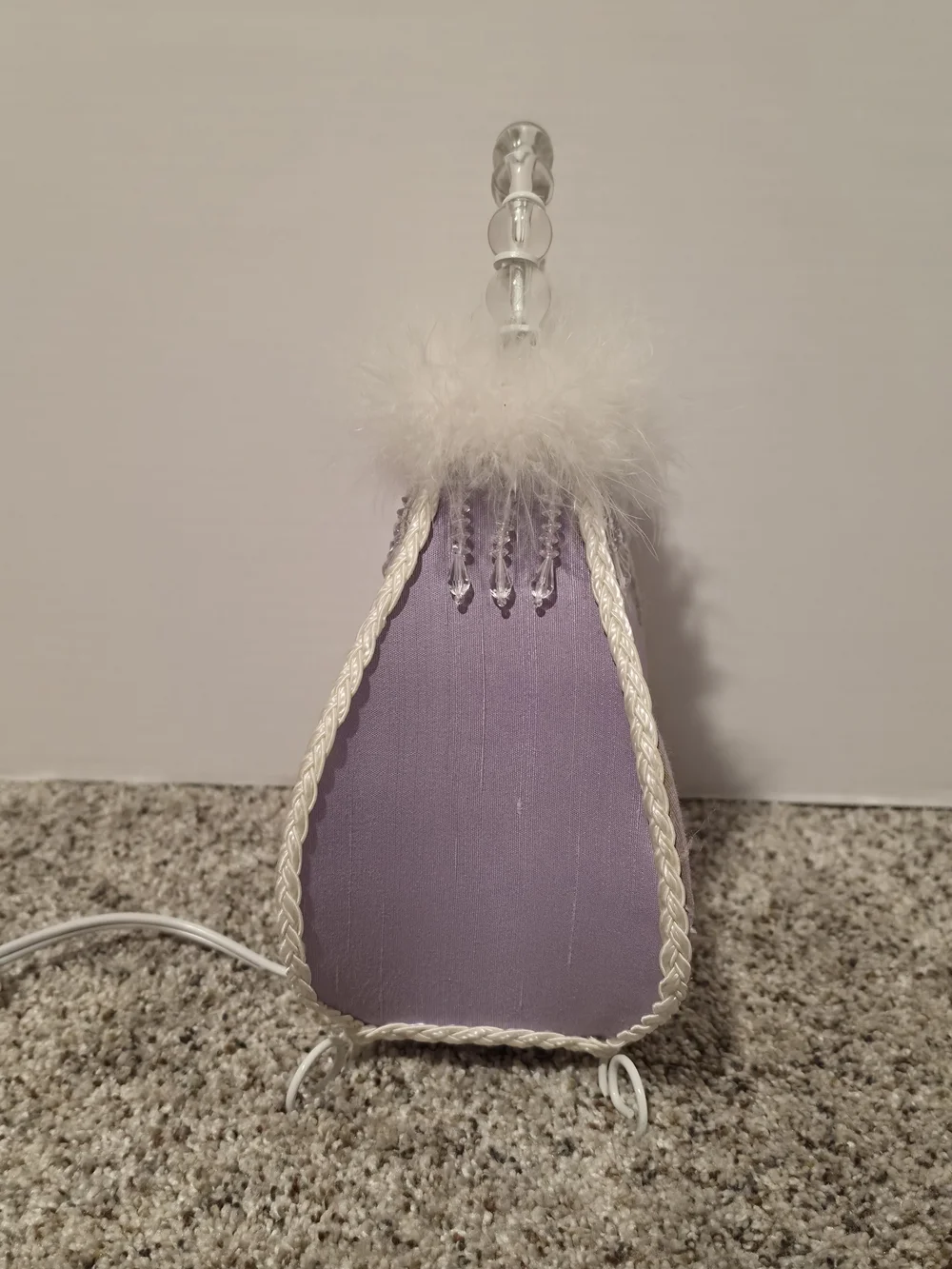 Whimsical Decorative Light Purple beaded handle decorative Purse table lamp